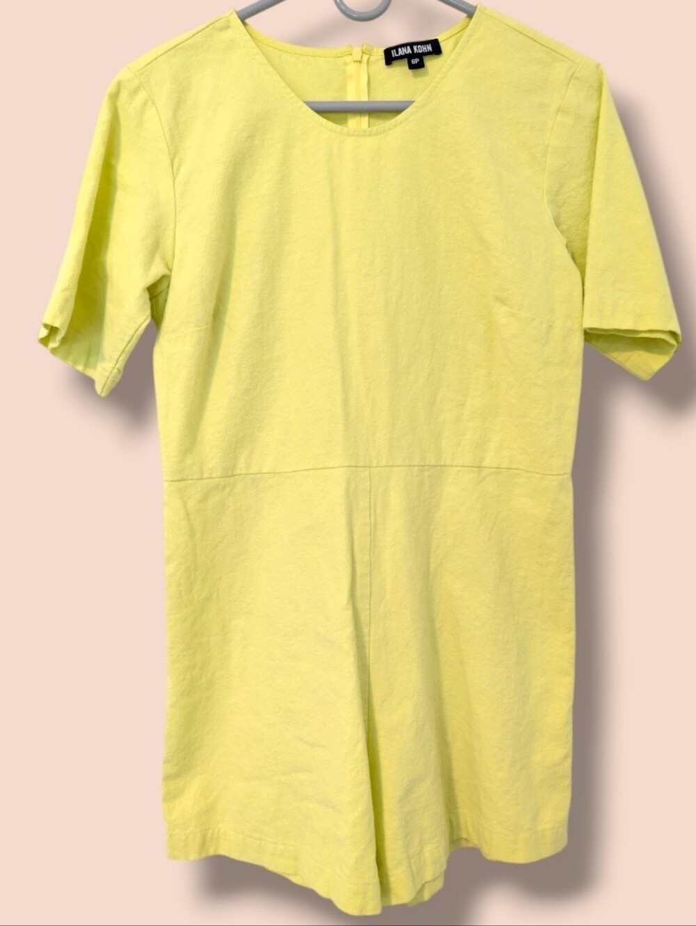 Ilana Kohn Neon Yellow Green 100% Cotton Short Sleeve Lee Romper Petite 6